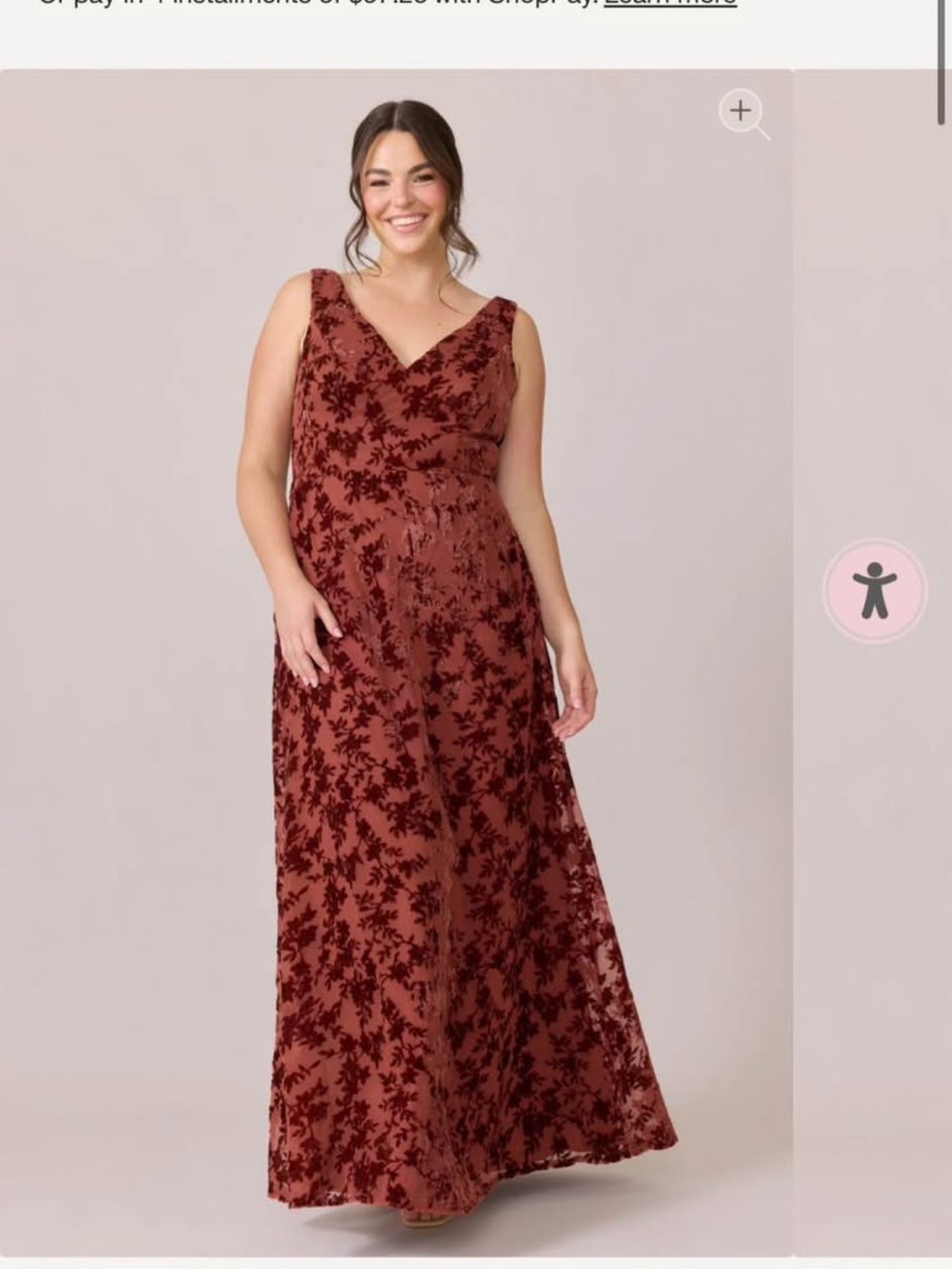 Revelry Burnt Red Floral Velvet V‑Neck Maxi Dress
